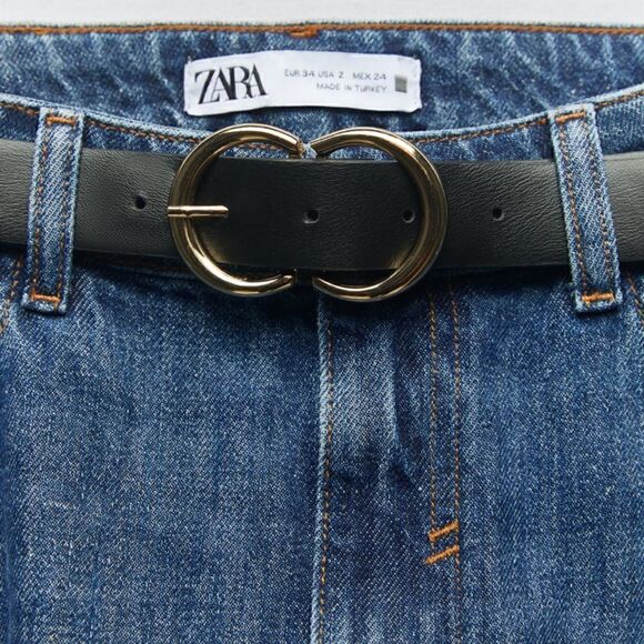 Zara Z1975 selvedge belted relaxed fit jeans size 4 - Picture 2 of 9